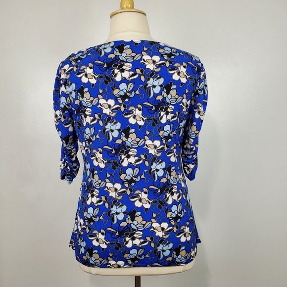 Dana Buchman Multi-Color Floral Pullover Stretchy Top with Ruching Size XL - Picture 8 of 14